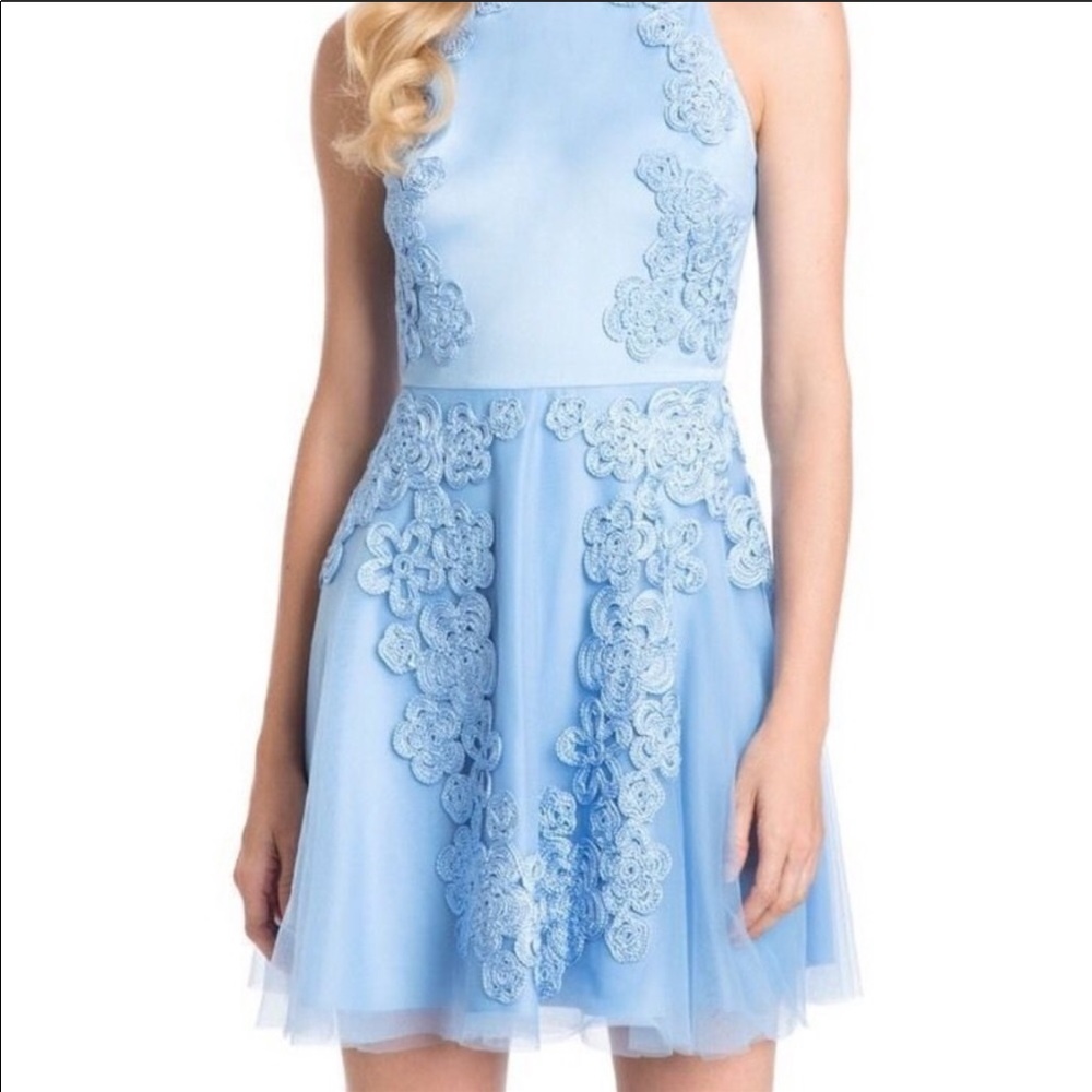 NWT Belle Badgley Mischka Nannette Blue Dress 14